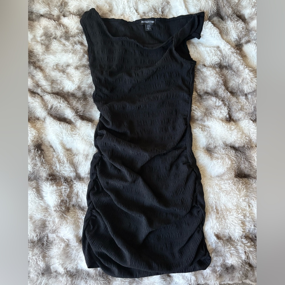 PrettyLittleThing Black Ruched Dress
